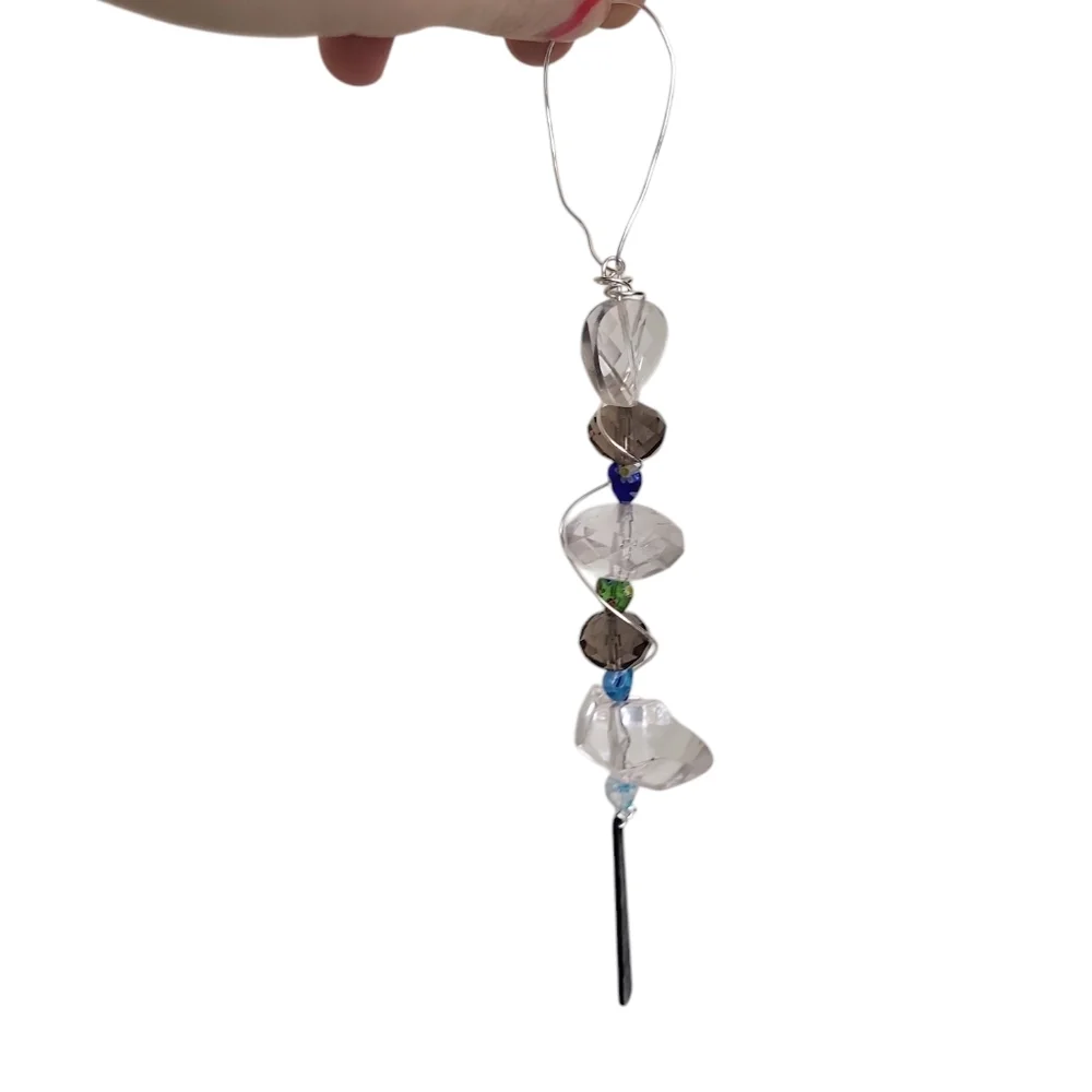 Handmade Glass Bead & Millefiori Heart Suncatcher with Abalone Accent